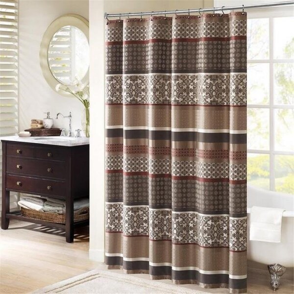 Madison Park Madison Park MP70-3040 Princeton Jacquard Shower Curtain; Red - 72 x 72 in. MP70-3040 - main